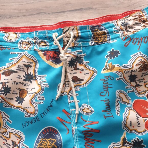 Caribbean Joe Island Supply Hawaiian Swim Trunks Beach Drawstring Waist 40 In - Picture 3 of 8